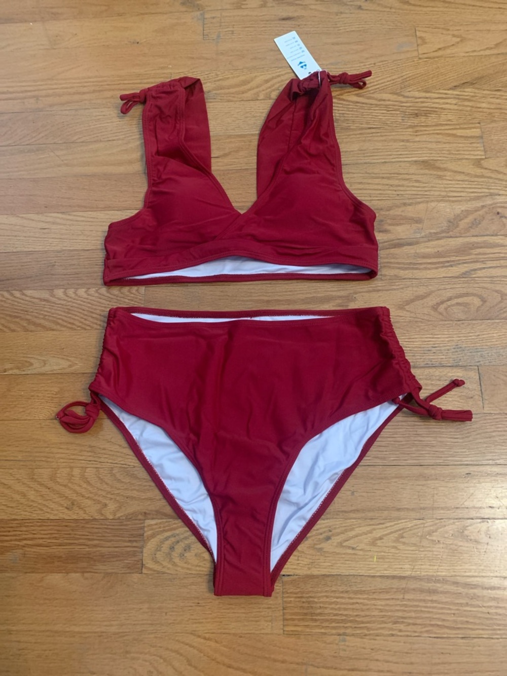 Wine Red High-Waist Bikini Set – Women's Swim